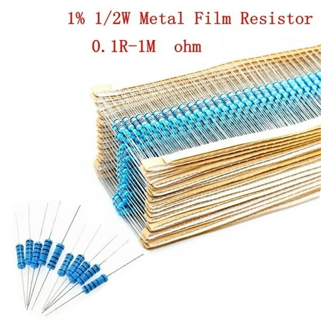 50PCS 1/2W Metal Film Resistor 1% 1R ~ 1M 1 2 10 22 47 100 330 Ohm 1K 4.7K 10K 22K 47K 100K 330K 470K 2R 10R 22R 47R 100R 330R - 160K