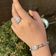 thumbnail image 4 of Micro Pave CZ Cuban Chain Link Bracelet Ring Cubic Zircon Square CZ Jewelry Set, 4 of 9