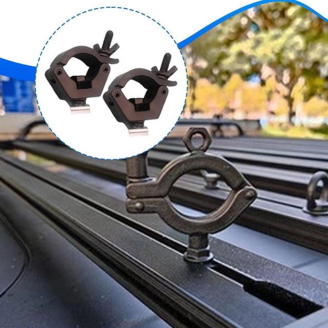 Soporte de pala de liberación rápida para portaequipajes de techo, abrazadera segura de acero inoxidable negro para coche 2 piezas