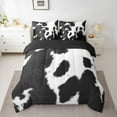 thumbnail image 2 of jejeloiu Cow Print Twin Bedding Sets 7-Piece,Retro Farmhouse Lodge Bedding Comforter Set,Black White Cattle Sheet Sets,Microfiber Bedroom Decor Reversible, 2 of 8