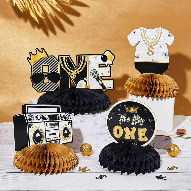 Huge, Happy Birthday Centerpieces for Tables - Pack of 9 | Happy Birthday  Table Decorations | Black and Gold Birthday Decorations for Men | Birthday