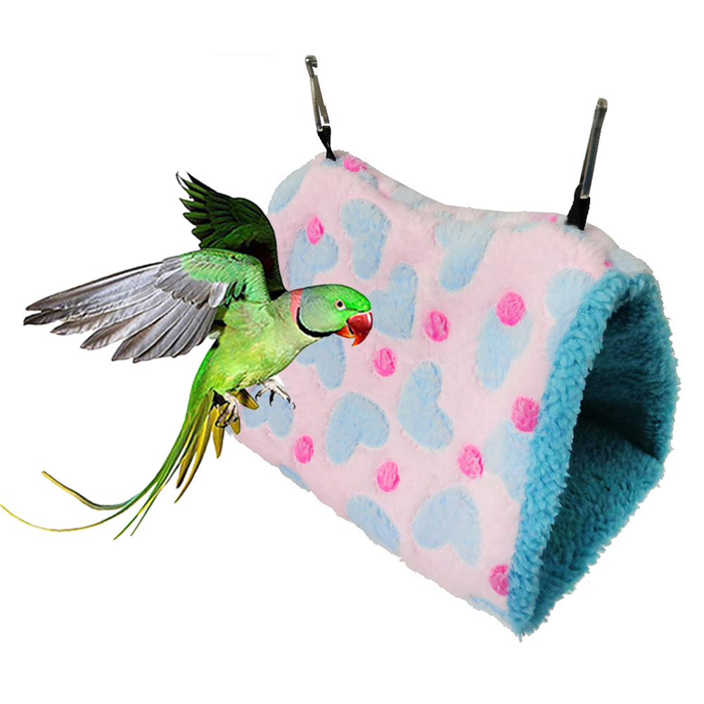 SPRING PARK Parrot Nest Soft Warm Bird Cage Pet Birds Bed Windproof Plush Heart Print Hammock Hanging Swing Bed Cave Nests Cages Hanging Hut Tent - image 3 of 7