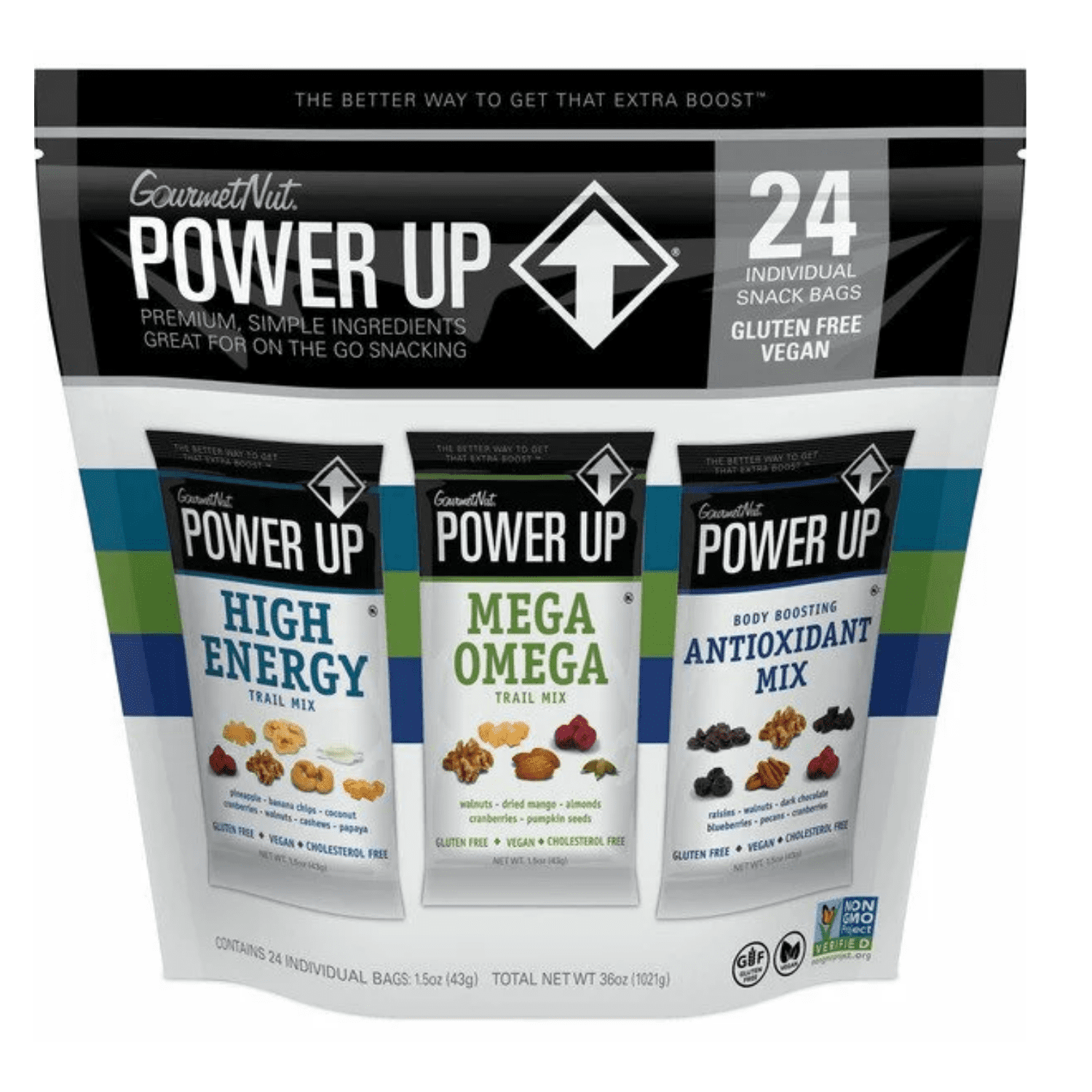 Power Up Trail Mix Variety Pack Mega Omega, High Energy & Antioxidant