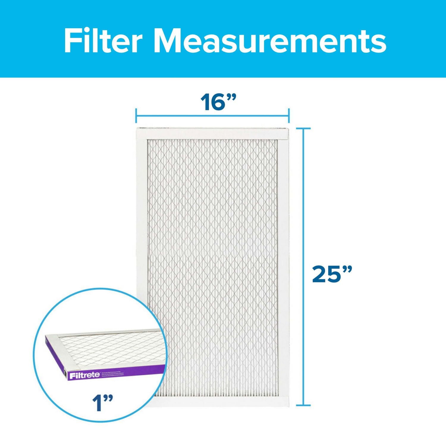 Filtre ultra pour la réduction des allergènes, MPR 1500, 16 x 25 x 1 po Filtre MPR 1500