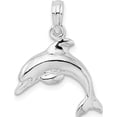 thumbnail image 3 of Sterling Silver Polished 3D Jumping Dolphin Pendant(Length 20.2) - Jbsp, 3 of 3