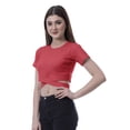 thumbnail image 3 of Moomaya Haut à Ourlet Croisé pour Femmes Manches Courtes Col Rond Tee-Shirt Blouse, 3 of 6