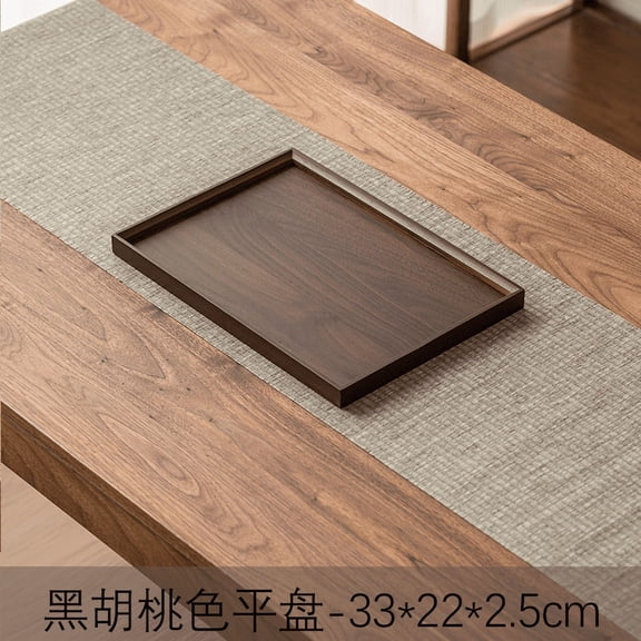 Wooden Serving Tray, Ottoman Decorative Tray with Black Walnut Finish for Coffee Table, Rectangular Wood Platters for Food Drinks and Home Decor Organizer in Living Room