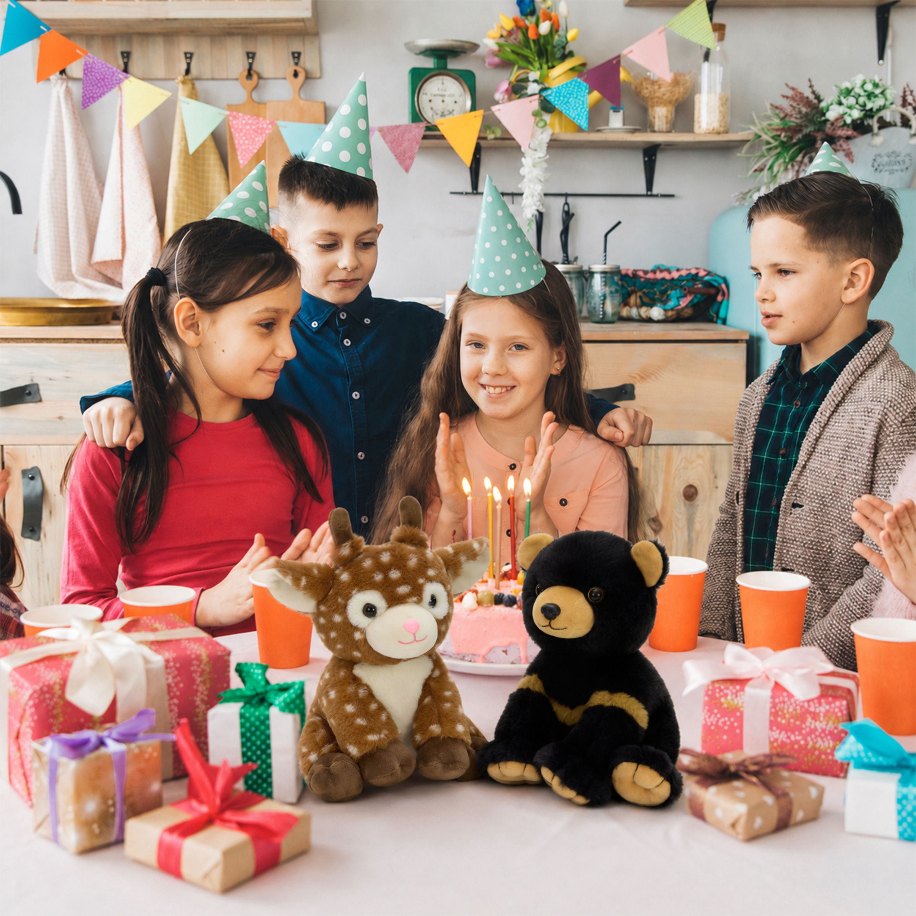 Muiteiur 5-Piece Woodland Stuffed Animals Set, 7.9 Inch Forest Plush Toys for Kids