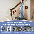 thumbnail image 6 of 7ft Pop Up Snow Flocked Christmas Tree with 200 Warm White LED Lights & 8 Lighting Modes, Blue & Silver Ornaments, Ribbons, Bow-Knots, Easy Assembly for Holiday Décor, 6 of 9