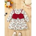 thumbnail image 2 of Bagilaanoe 2Pcs Little Girls Dress Set Floral Print Long Sleeve A-Line Dress + Corset Tops 4T 5T 6T 7T Toddler Kids Casual Outfits, 2 of 9