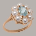thumbnail image 2 of LBG British Made 18k Rose Gold Natural Aquamarine & Cultured Pearl Womens Anniversary Ring - 33 size options - Size 6.75, 2 of 5