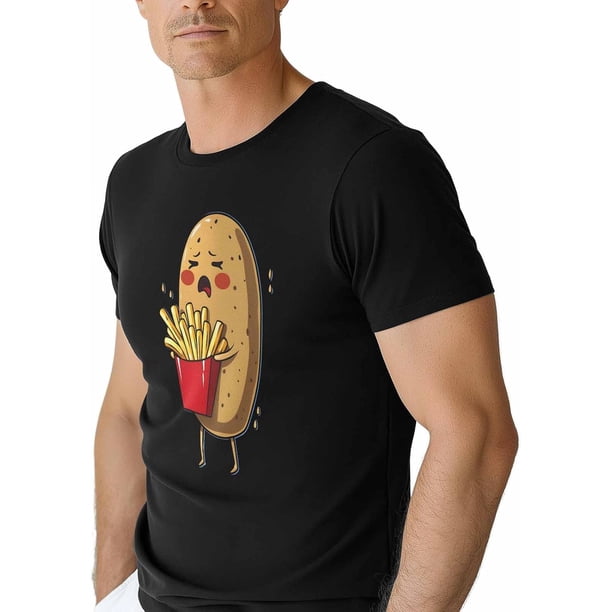 T-Shirts for Men, Funny French Fries Crew Neck Cotton T-Shirt Men's Short Sleeve Potato