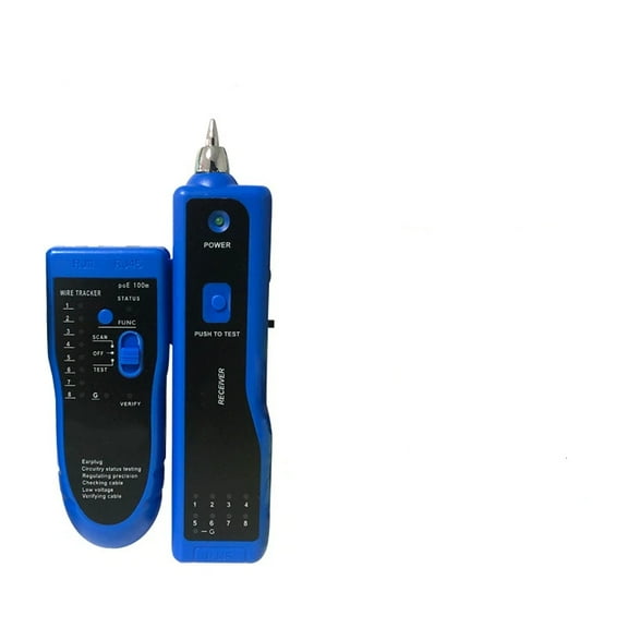 Network Cable Tester, Network Tester for Telephone, Ethernet, Video, Tone Generator, Metal, Ethernet Cable Tester Cable Toner with Earphone Flashlight（blue)