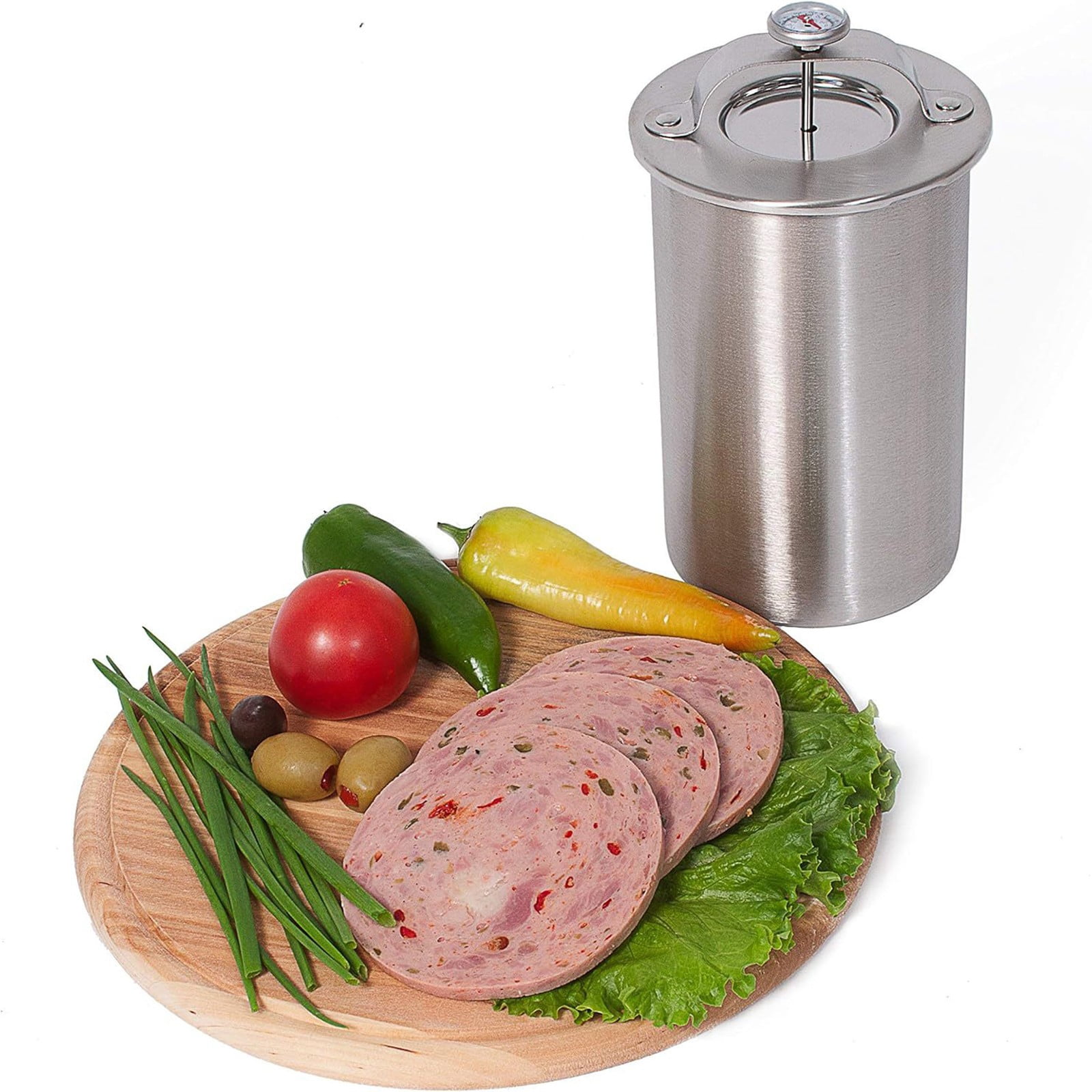 Stainless Steel Meat Press Maker Ham Cooker Mold With Thermometer For Homemade Lunch Loaf Pressure Cooking Kitchen Use