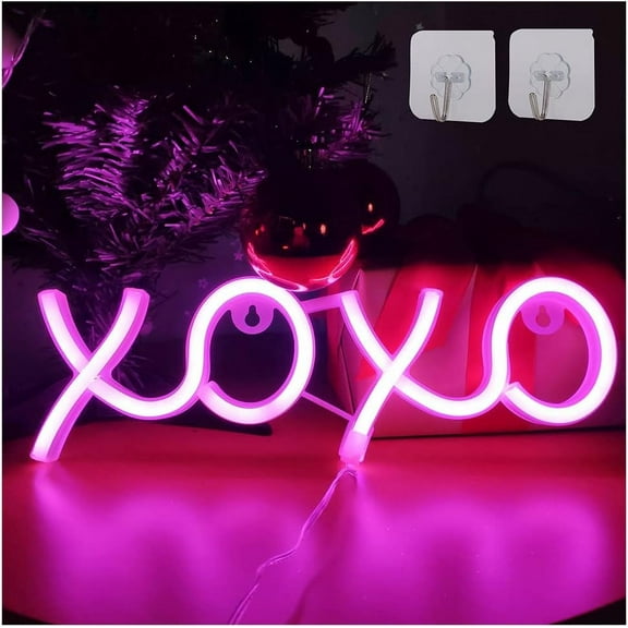 LINLIN Neon Signs XOXO Light Neon Sign,USB & Battery Operated LED Signs Neon Lights Neon Night Lights for Bedroom Neon Signs for Wall Decor Birthday Wedding Party Xmas Room