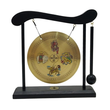 

Chinese Mini Gong Brass Feng Shui Desk Gong Wind Gongs Crafts Gong Ornament Style D