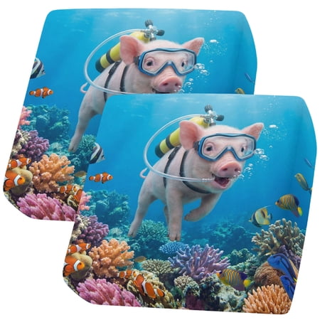 Couch Cushion Covers Diving Pig Sofa Cushion Cover Stretch Seat Covers Funny Animal Fish Coral Ocean Seafloor Sofa Slipcovers Soft Furniture Protector for Sectional Sofas Living Room Small-2 Pieces