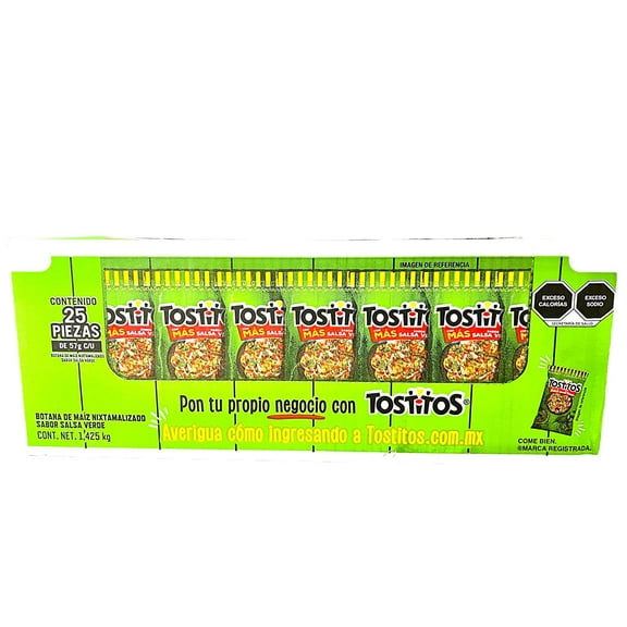 Sabritas Tostitos Salsa Verde 25 pack. Mexican chips. 25.0 Count
