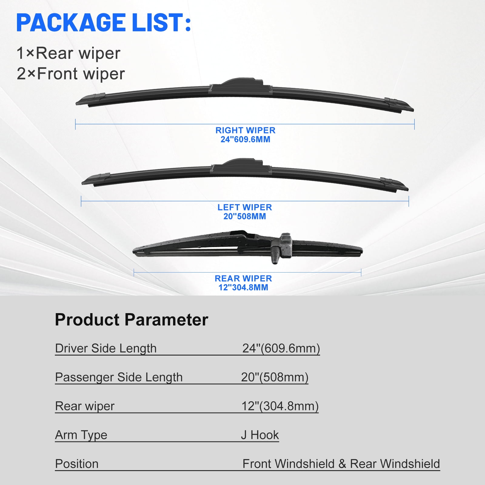VYAOP Windshield Wipers Blades Replacement for 2010-2023 Toyota 4Runner Quality Premium All-Seasons Wiper blades Set - 24" 20" 12"(Pack of 3)