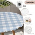 thumbnail image 3 of Light Blue Plaid Round Tablecloth for 36-44 Inch Tables, Fitted Table Cover with Elastic Edge, Modern Minimalist Country Waterproof Outdoor Table Cloth Protector for Patio Garden Dinner Picnic, 3 of 9