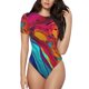 thumbnail image 1 of Fotbe Colorful Abstract Swirls Body de Mujer con Cuello Redondo y Mangas Cortas, Sin Mangas Ajustado, Suave, Cómodo y Básico-Large, 1 of 7
