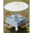 thumbnail image 3 of Outdoor Tablecloth with Umbrella Hole, Blue Ombre Stripe Spillproof Waterproof Outdoor Table Cover, Farmhouse Striped Gradient Patio Tablecloths for Party/Garden/Picnic, Square 60"x60", 3 of 9