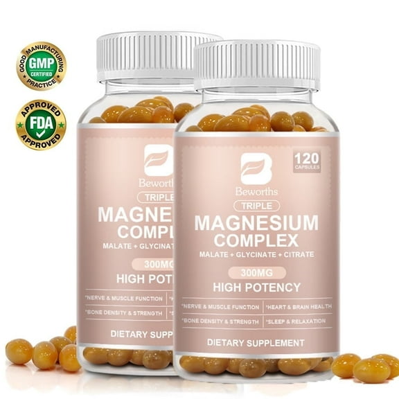 Magnesium Complex Supplement - Triple Calm Magnesium 3000 mg with Magnesium Glycinate, Malate, and Citrate - for Promoting Rest and Relaxation - 240 Capsules
