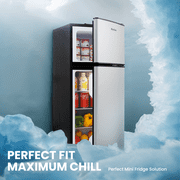 MaxKare 3.6 Cu.ft Mini Fridge with Freezer 2-Door Compact Refrigerator for Dorm, Office, Bar, RV, Bedroom, Silver