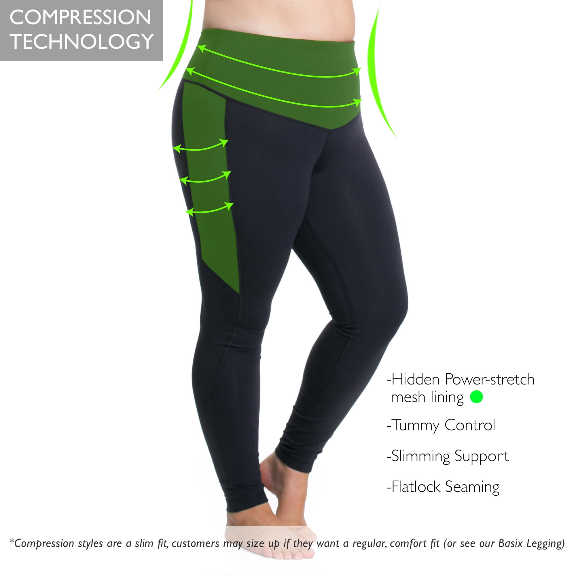 Rainbeau Curves Basic Compression Legging, Women's Plus Black 30/32