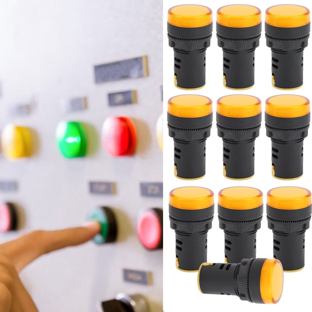 LED Lamp, High Brightness Convenient LED Indicator Lamp Energy Saving 10PCS for Indication for Instruments and Equipment AC/DC12V,AC/DC24V,AC/DC110V,AC220V