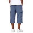 thumbnail image 5 of Nestiefly Mens Shorts Cargo Relaxed Fit Waffle Below Knee Drawstring Capri Pants Elastic Waist Work Baggy Summer Lounge Wear Navy M, 5 of 7