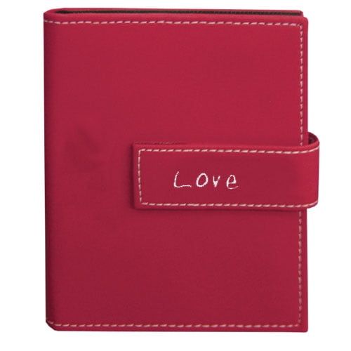 Pioneer Photo Albums 36-Pocket 4 by 6-Inch Embroidered 'Love' Strap Sewn Leatherette Cover Photo Album, Mini, Burgundy