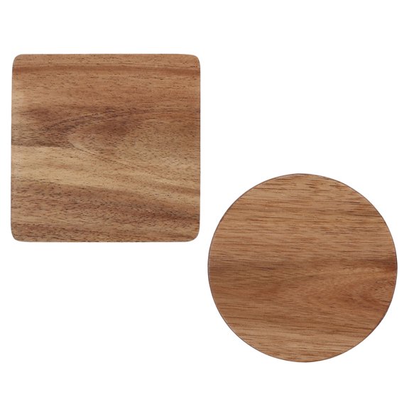 FONWILYO Wooden Cup Coasters Waterproof Protective Round 10.0*10.0*0.4in 2Pcs