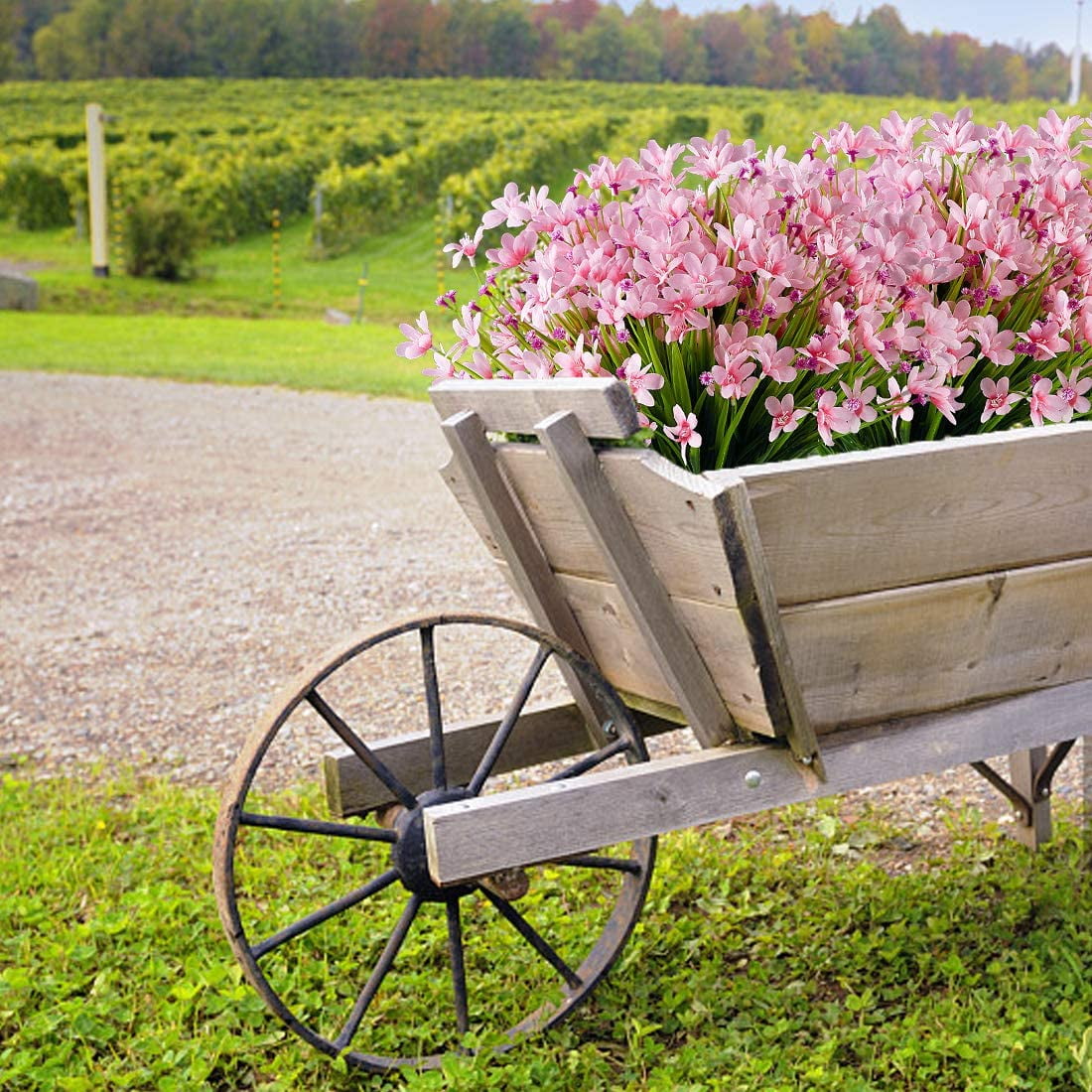 Morttic 16 Bundles Artificial Daffodils Flowers, Fake Artificial Greenery UV Resistant No Fade Faux Plastic Plants for Wedding Bridle Bouquet Outdoor Home Garden Office Table Vase Decor (Pink)
