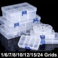thumbnail image 2 of Transparent Plastic Storage Jewelry Box Plastic Compartment Adjustable Container Storage Boxes Beads Ring Earring Organizer Case 08-12 grids, 2 of 6