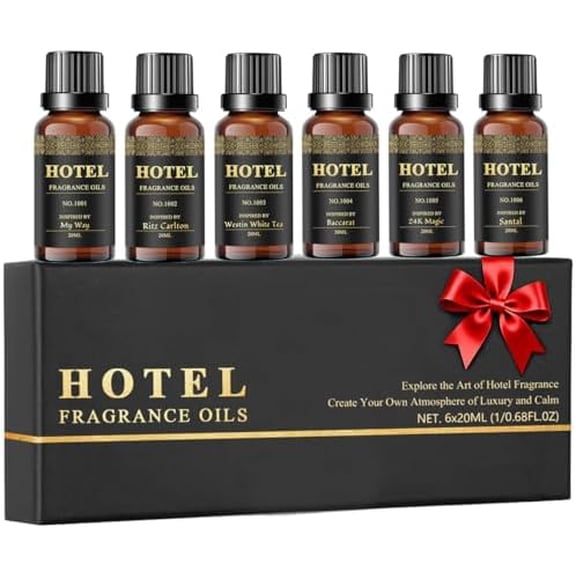 Hotel Diffuser Oil Set - Inspired by My Way, Baccarat, Westin White Tea, Santal, 24k Magic, Ritz-Carlton Hotel Scent Essential Oil Set Large Capacity, 20ml - (Pack of 6)$$Home Decor, Kitchen, & Other