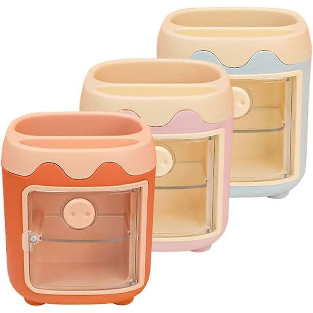 Cartoon Pen Holder 3pcs Pig Pen Pot Pig Pencil Pen Holder Cup Makeup Brush Holder Desktop Stationery Organizer for Office Home