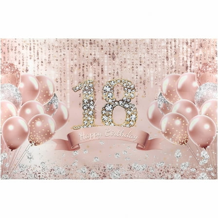 LAMIRO 18th Birthday Banner Rose Gold Party Decorations for Girls