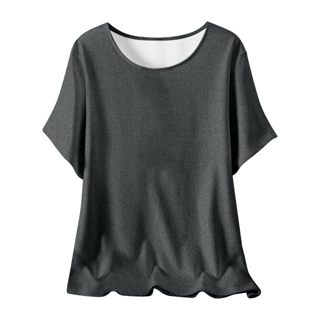 Plebaso Hauts d'Été pour Femmes Manches Courtes Col Rond T-Shirts Confortables Blouses Amples pour Femmes
