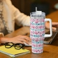 thumbnail image 6 of KLL Striped Flamingo Print 40oz Stainless Steel Insulated Car Cup Coffee Mug with Spillproof Lid - Keep Your Drink Hot or Cold on the Go, 6 of 8