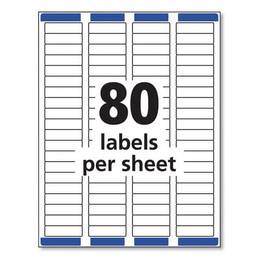 Easy Peel White Address Labels W/ Sure Feed Technology, Laser Printers, 0.5 X 1.75, White, 80/sheet, 100 Sheets/box | Bundle of 5 Boxes