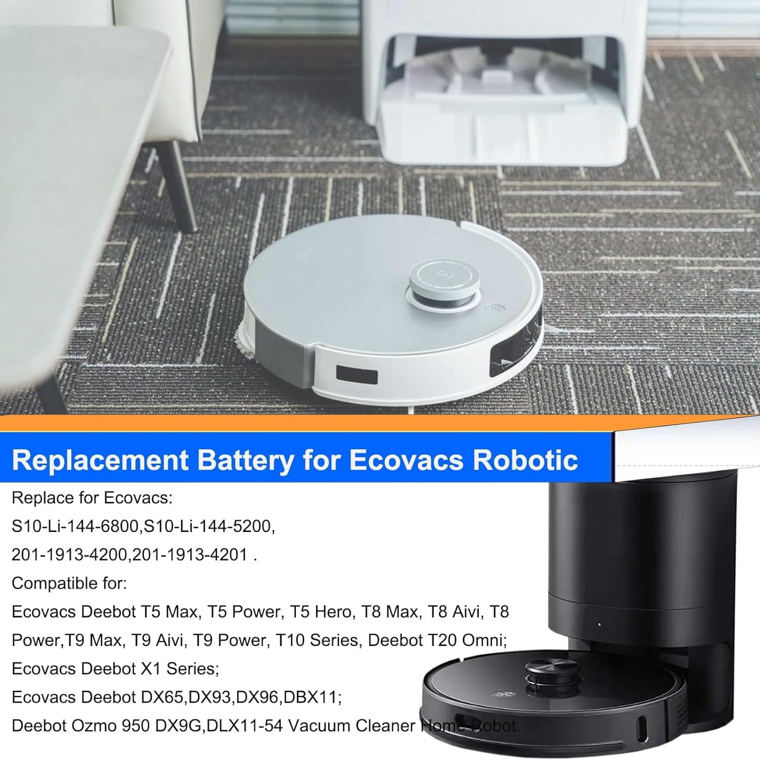 New Battery S10-LI-144-5200 For Ecovacs Deebot OZMO 950 T5 T8 MAX T9 AIVI T10 T20 Omni X1 Robot Vacuum