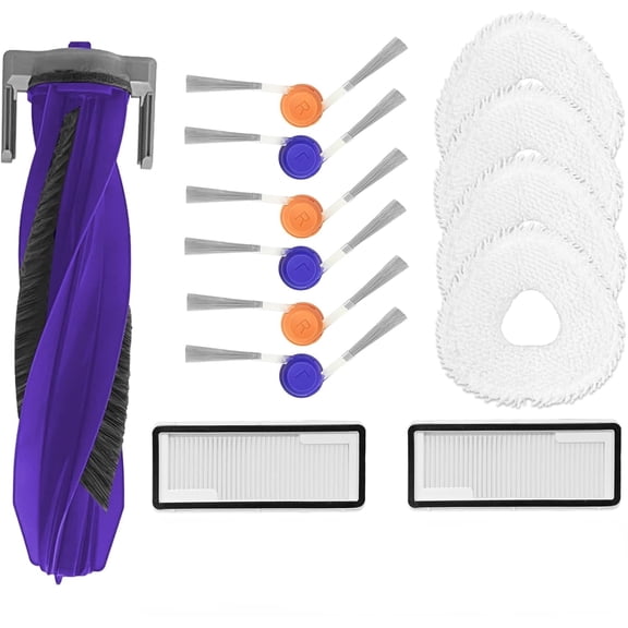 13Pcs Replacement Accessories Kit for Narwal Freo Z10 Ultra/Freo Z10 Robot Vacuum Cleaner, Include 1 Main Brush, 6 Side Brushes, 4 Mop Pads, 2 Hepa Filter, Spare Parts