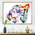 thumbnail image 2 of Designart 'Beautiful Young Woman With Colorful Hair' Traditional Framed Canvas Wall Art Print, 2 of 5