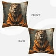 thumbnail image 3 of Haiem Jungle Meditating Lion Print Velvet Soft Solid Decorative Square Throw Pillow Covers Set with Elegant Piping Christmas Cushion Case for Sofa Bedroom Car-20"x20", 3 of 8