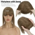 thumbnail image 4 of Benehair Real Hair Clip In Extensions Clip In Hairpiece Silk Base Topper Toupee Wiglet Top 100% Remy Human Hair Piece With Bang Crown 13cm*15cm Brown 6"-22", 4 of 11