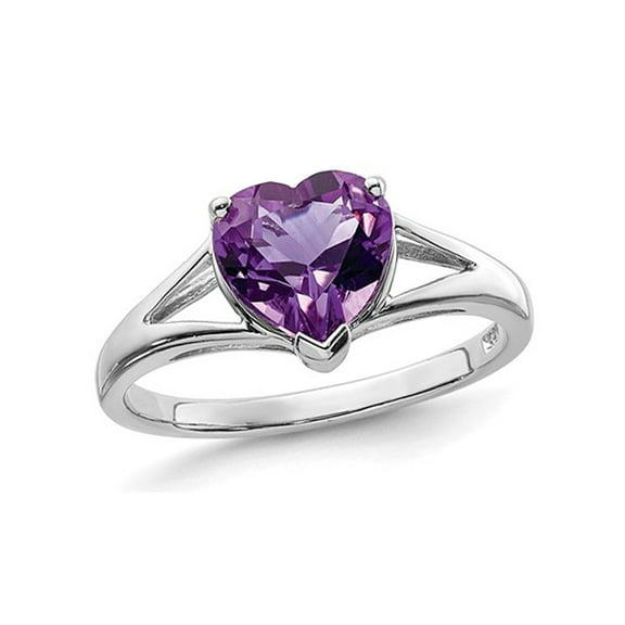 1.40 Carat (Ctw) Heart Amethyst Promise Ring Carat (Ctw) in Sterling Silver for Women
