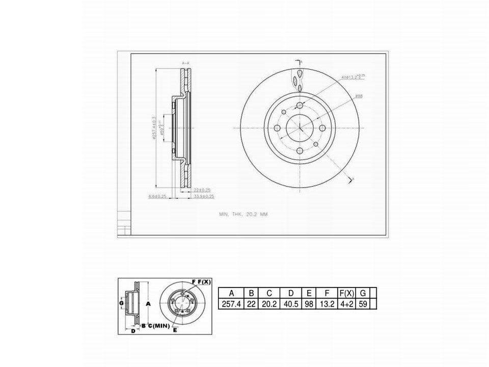 UltraHC Coated High Carbon Brake Rotor, Front UR003549, Fiat 500 2017-2012