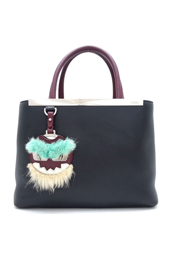Pre-Owned FENDI Petit Toujour 8BH253 Handbag Monster Leather Black 352157 (Good)