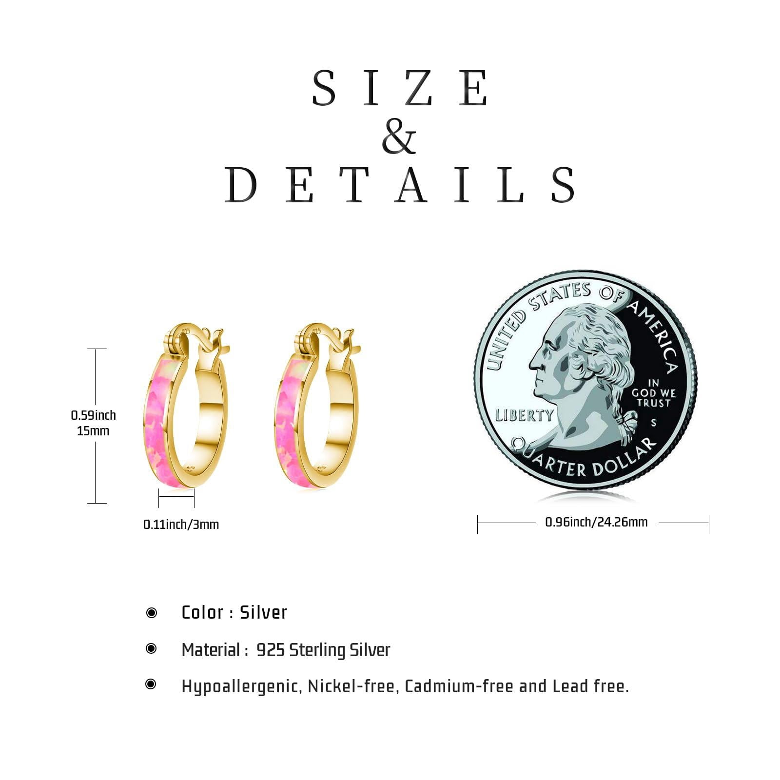 Coachuhhar Opal Hoop Earrings for Women 925 Sterling Silver Hypoallergenic Huggie Earrings Tiny Cartilage Earrings Mini Hoops Earrings Small Earrings Opal Jewelry for Mother's Day